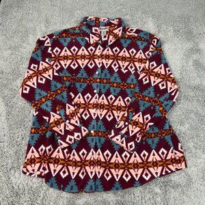 Wrangler Wrancher Shirt Womens 3XL Western Fleece Button Up Southwest Aztec